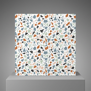 Carreaux de sol en céramique semi-mat émaillés, effet terrazzo brique blanche, 400x400mm, étanches, pour intérieur et cuisine - Product Image 2