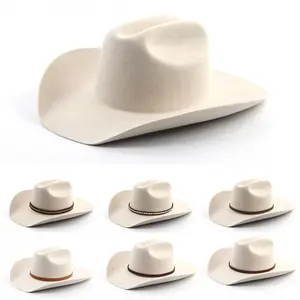 LiHua-sombreros vaqueros de lana de ala ancha para hombre y mujer, gorros de vaquero baratos para hombre y mujer