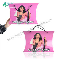 Boîte à oreiller pliable personnalisée avec logo, emballage en carton pour cosmétiques, boîtes en papier, boîte cadeau en forme d'oreiller pour extensions de cheveux, perruques