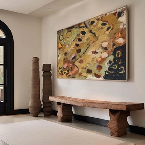 Pintura al Óleo Abstracta con Textura Orgánica en Tonos Tierra sobre Lienzo, Arte de Pared Hecho a Mano con Marco para Decoración de Sala de Estar - Product Image 3