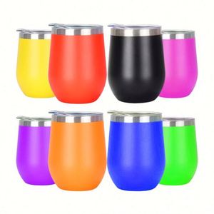 แก้วไวน์เก็บความร้อนแบบกำหนดเองขนาด 12 ออนซ์ แก้วไวน์สแตนเลส แก้วน้ำ แก้วกาแฟแบบพกพา พร้อมฝาปิด - Product Image 2