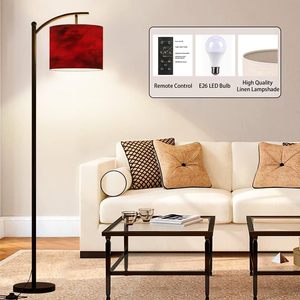 Automne Orange Aquarelle Texture LED Lampadaire avec Télécommande Dimmable Réglable Tambour Abat-Jour pour Usage Intérieur Élégant Arc Design - Product Image 3