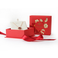 Boîte à bijoux de luxe avec couvercle et base, en carton rigide, avec ruban, pour l'affichage en magasin et les cadeaux