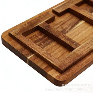 Acacia Wood High Legged <b>Tray</b> Double Sided Serving Dish Fruit <b>Snack</b> <b>Tray</b> For Hotel Coffee Tea Use - Product Image 3