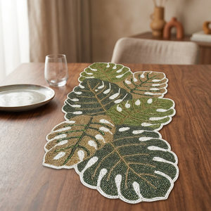 Bohemian Embroidered Floral Beaded Customizable Eco-friendly <b>Table</b> <b>Runner</b> Home Decor Hand Wash - Product Image 1