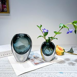 Vaso di vetro di lusso dal <span class=keywords><strong>Design</strong></span> moderno per la composizione floreale spedizione soggiorno tavolo da pranzo creativo a forma speciale vaso di vetro - Product Image 5