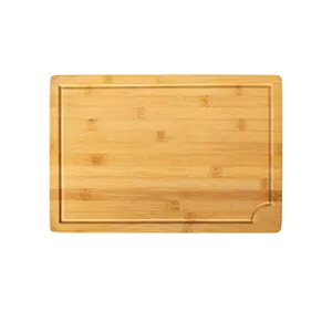 GL papan potong kayu bambu besar, dengan alas ant-slip dan alur jus
