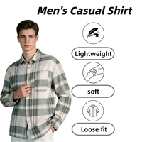 Chemise décontractée à carreaux vintage pour homme, manches longues, boutonnée, col classique, poche poitrine, poignets contrastants, motif quadrillé, très vendue