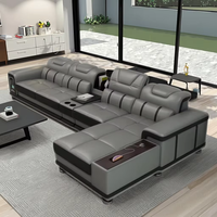 Juego de Sofás Seccionales en Forma de L de Cuero Genuino de Lujo Moderno 2023, Material Personalizable, para Uso en Hoteles y Villas