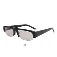 Lunettes de soleil ovales petites et tendance pour l'extérieur, monture en acétate, branches larges, semi-cerclées, demi-cerclées, rectangulaires, Gafas De Sol