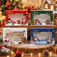 Boîte à biscuits transparente à thème de Noël coloré, réutilisable, pour cadeaux de fête, emballage de bonbons, boîte en papier blanc vide, vente en gros