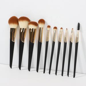 10 piezas de corrector Popular Taklon ecológico grueso mejor revisado Natural crea tu propio cepillo de maquillaje negro de venta completa plana - Product Image 2