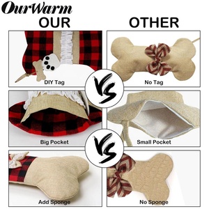 Ourwarm <strong>Christmas</strong> Decoration Supplies <strong>Dog</strong> Bone Red and Black Plaid <strong>Christmas</strong> <strong>Stocking</strong> in Bulk - Product Image 4