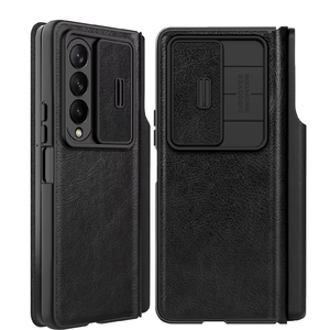 NILLKIN qin <span class=keywords><strong>เคส</strong></span>หนังฝาพับสำหรับ <span class=keywords><strong>Samsung</strong></span> Galaxy Z Fold 5 & <span class=keywords><strong>4</strong></span> 5g พร้อมช่องใส่ปากกา S สำหรับกล้องสไลด์ Z <span class=keywords><strong>4</strong></span>ช่องด้านหลัง - Product Image 1