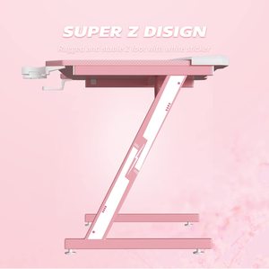 Muestra Gratuita, Diseño Personalizado de PC, Escritorio Rosa, Mesa de Computadora Económica para Juegos en Casa, Escritorio para Juegos en Forma de Z - Product Image 6