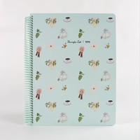 Cuaderno Elegante para la Hora del Té con Diseño de Café y Gato, Páginas Interiores de Colores Exquisitos, Encuadernado en Espiral A4, 100 Hojas