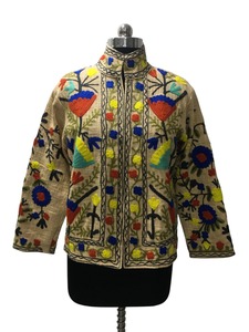 Chaqueta de algodón bordada Suzani multicolor bohemio chic hecha a mano para diseño floral transpirable chaqueta tradicional artesanal - Product Image 3