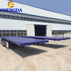 Factory Made Cheap 3 Axle 40ft 40T-60T Flatbed Trailer Truck 26 Feet Container Flatbed Semi Trailer for Sale