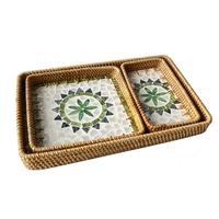 Handgemaakte Vintage Home Decor Keuken Opbergmand Hoge Natuurlijke Rotan Duurzame Geweven Doek Vierkante Vorm Voor Fruit Snacks