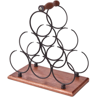 Support à vin de table à 3 niveaux, rangement pour bouteilles, porte-vin de comptoir, support à vin de table pour 6 bouteilles en métal avec plateau en bois