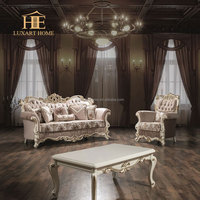 Canapé de salon européen, meubles de maison, meubles français royaux en bois et tissu, sculpté, luxe, antique, classique, ensemble de canapés