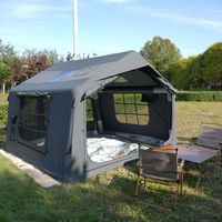Pique-nique familial premium 8 ㎡   Tente de camping gonflable en coton TC avec 1 ouverture pour cheminée et 2 ports pour climatiseur pour les familles en plein air
