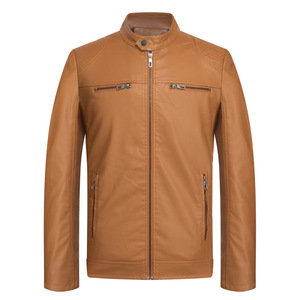 Blouson de moto en cuir véritable violet clair pour homme, col montant, fermeture éclair, coupe ajustée, couleur unie, style automne - Product Image 4
