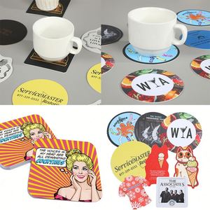 Sous-verres ronds en papier de 60 points, 4 pouces, imprimés sur mesure, vente en gros - Product Image 1