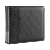 Carpeta de Anillas Henwei con Patrón de Cuadrícula, en Cuero PU Negro, Resistente, Portadocumentos, Diseño Personalizable, Logotipo Personalizado, para Uso en Oficina