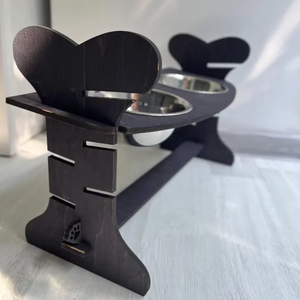 Rectangle en bois bols pour animaux de compagnie support mangeoire surélevée chat bol support support d'alimentation moderne mobile meubles pour animaux de compagnie cadeau pour animaux de compagnie - Product Image 3