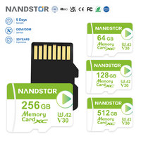 Carte mémoire TF Nandstor Factory pour maison intelligente 64 Go 128 Go 256 Go V30 U3 A2 4K haute vitesse pour téléphone, drone, caméra, logo personnalisé