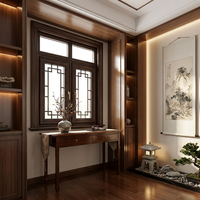 Fenêtre en verre trempé triple isolation à faible émissivité, style chinois ancien de luxe, en alliage d'aluminium, isolation thermique et économe en énergie
