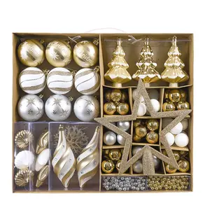 EAGLEGIFTS Christmas Decoration Supplies Custom Xmas Balls Adornos Bolas De Navidad Natal Christmas White and Gold Baubles Sets