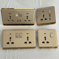Interrupteur mural électrique domestique 16A 20A 13A 250V UK PC avec USB-C, design moderne, installation facile, finition dorée