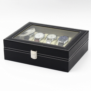 <span class=keywords><strong>Organizador</strong></span> de <span class=keywords><strong>Relojes</strong></span> de Pulsera para <span class=keywords><strong>Hombre</strong></span> con 10 Ranuras, Exhibidor de Vidrio con Múltiples Compartimentos, Caja de Almacenamiento de Cuero de Lujo para Colecciones de <span class=keywords><strong>Relojes</strong></span> - Product Image 5