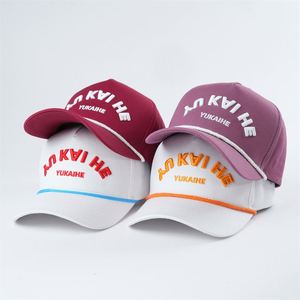 Casquette de baseball brodée en gros, casquette 5 panneaux de haute qualité, casquettes de baseball personnalisées avec logo brodé et cordelette sur le devant - Product Image 2