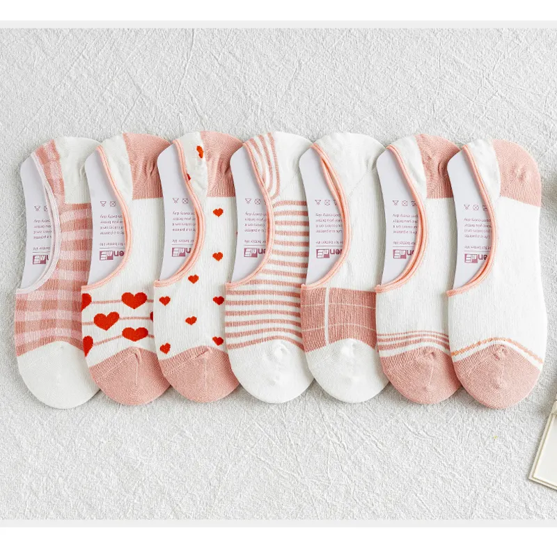 pink color series women cotton socks summer casual cute comfortable no show socks for ladies girl