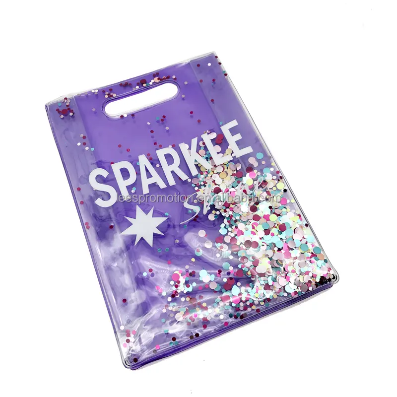 Hot Koop Sparkle Transparante Pvc Glitter Sequin Custom Make-Up Cosmetische Bag Pouch