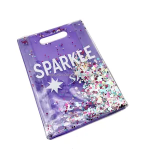 Hot sale Custom Sparkle Transparent PVC Glitter Sequin Cosmetic Bag Makeup Pouch