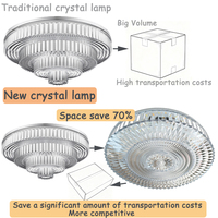 Plafonnier LED pliable à économie d'espace, design contemporain en cristal, alimenté par courant alternatif, pour salons/salles à manger, douille E27, lampe de décoration pour la maison