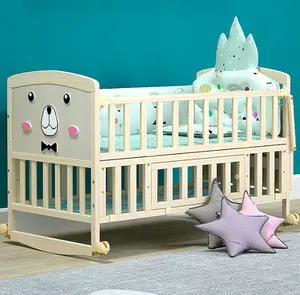 Toddler Đa Chức Năng Bằng Gỗ Đu Có Thể Điều Chỉnh Đu Bé Cũi Giường Giường Chuyển Đổi Bé Ngủ Giường Với Lưu Trữ