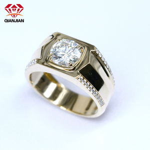 Anillo de Joyería de Oro para Compromiso y Boda para Mujer, Chapado en Oro de 14K y 18K, Anillos de Compromiso de Oro Blanco con Moissanita - Product Image 1
