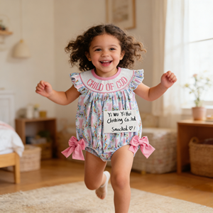 YIHUI Preordine Estivo RTS Personalizzato OEM Tutina per Bambina con Maniche a Campana, Volant e Fiocchi, Design Coordinato Famiglia e Fratelli, con Bottoni a Pressione, Stile Boutique - Product Image 2