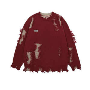 Suéter de Punto Jacquard Personalizado OEM/ODM para Hombre, Suéter de Algodón Tejido, Suéter con Parches Desgastados para Hombre, <span class=keywords><strong>Tallas</strong></span> <span class=keywords><strong>Grandes</strong></span> - Product Image 3