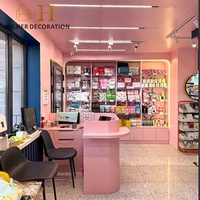Vitrine de présentation de cosmétiques style Macaron Sweet Cool pour magasin de meubles et cosmétiques