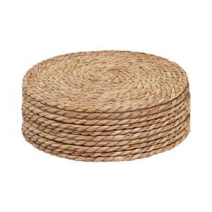Natural Hand-Woven 10" 12" Cattail Placemats Rustic Braided Wicker Table Mats Farmhouse Weave Place Mats <b>Plates</b> - Product Image 1