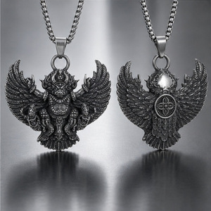 Yunnique – collier avec pendentif Garuda de style tibétain en acier inoxydable, avec ailes, bijoux unisexes - Product Image 2