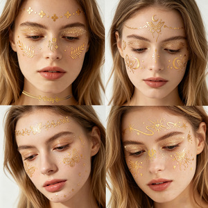 สติ๊กเกอร์สักลายหน้าฟอยล์สีทองลายท้องฟ้าเต็มไปด้วยดวงดาวกันน้ำสำหรับงานปาร์ตี้เทศกาลดนตรี - Product Image 4