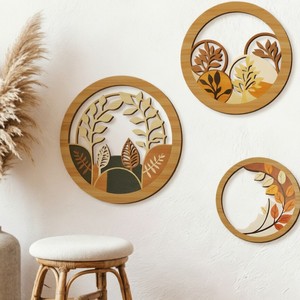 Adorno colgante de pared redondo de madera hueca transfronterizo para decoración de pared de dormitorio en el hogar, colgante artesanal de madera estilo bohemio - Product Image 1