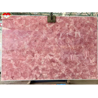Dalle de marbre rose translucide en quartzite cristallin pour mur d'accentuation, éclairage et table à manger